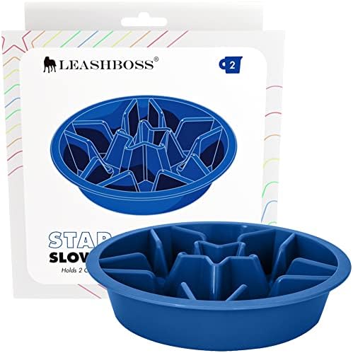  Leashboss Slow Feeder Dog Bowls - Cup Maze Puzzle Food Bowl With Feeder Holes, Fits Into Elevated Pet Feeders - Slow Eating For Large, Medium & Small Sized Breeds (2 Cup - 7.5-8 Inch Feeder Holes)