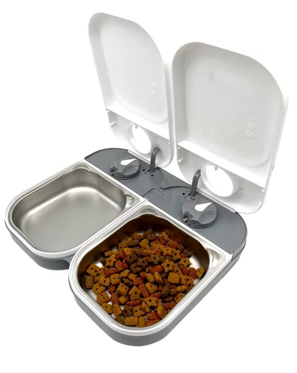  Bundle Of Cat Mate C200 Automatic 2 Meal Pet Feeder, 2X Stainless Steel Bowl Inserts, And Extra Cat Mate Ice Pack