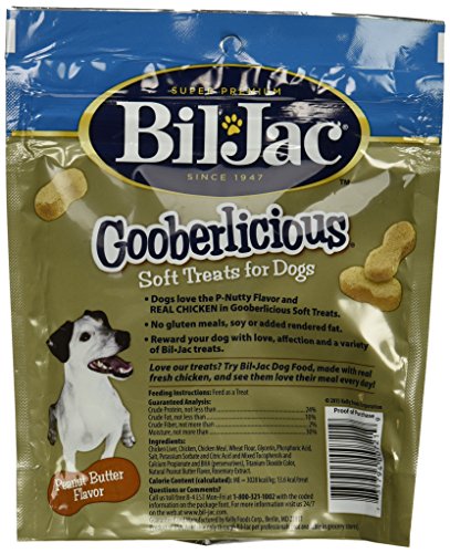  Bil-Jac Dog Treats - Gooberlicious Dog Treats Peanut Butter Soft Puppy Training Treat Rewards, 10oz Resealable Double Zipper Pouch (4-Pack)