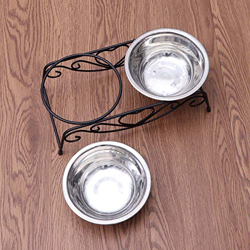  Dual Stainless Steel Dog Bowl Pet Water Food Feeder Bowl Dog Food Bowl Pet Bowl Size Small Pet Dog Utensils
