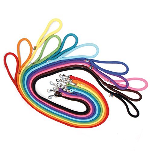  Rope Dog Leash - Colofast Black - 3/8" Diam X 5 Ft Long - For Training, Hiking, And Walking - By Yellow Dog Design