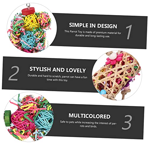 POPETPOP 3pcs Parrot Chew Toy Bird Toys For Parakeets Chewing Toys Bird Toys For Conures Chew Toys Indoor Playset Birds Toys Chewing Toys For Parrots Parakeet Swing Bird Foraging Toys Large