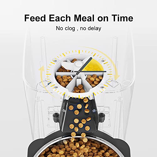  JUMPFREE Automatic Cat Feeder, 6L White Button Enabled Smart Dry Food Dispenser With Stainless Bowls, Detachable Pet Feeder For Cleaning, For Cats,Large Dogs,Multiple Pets(25 Cup/6L)