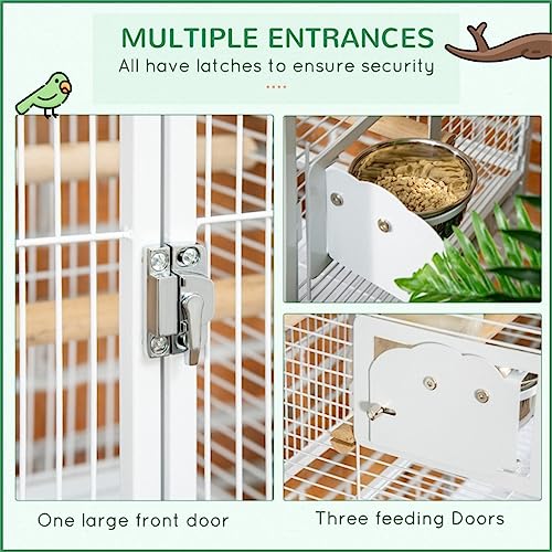  ACQUIRE 64" Bird Cage For Small To Medium Parrots, Cockatiels, Budgies, Lovebirds, With Rolling Stand