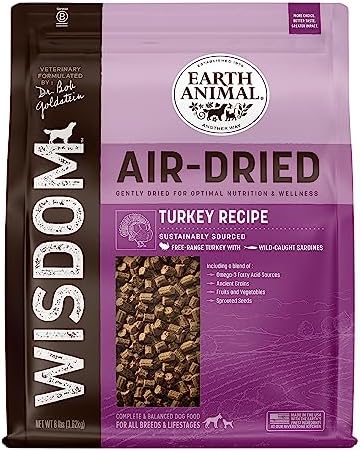  EARTH ANIMAL Wisdom Air Dried Dog Food | Turkey Recipe Premium Natural Dog Food | All Breeds & Ages | Made In The USA | 2 Pound Bag
