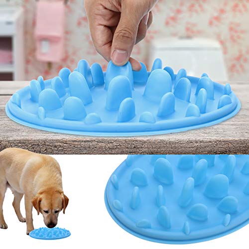  POPETPOP Pet Dog Cat Anti-Choke Slow Feeder Bowl - Anti Gulping Feeder Non-Slip Pet Food Water Dish - Healthy Eating Diet For Cat Dog No Gulp Bloat - Size S(Blue)