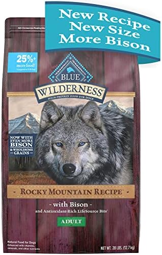  Blue Buffalo Wilderness Rocky Mountain Recipe High Protein Natural Adult Dry Dog Food, Red Meat With Grain 13 Lb Bag