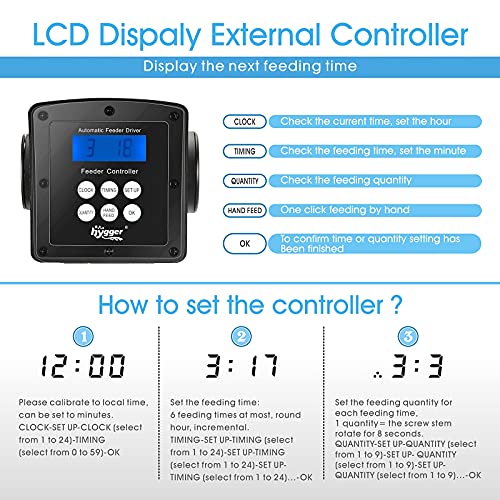  Hygger LCD Control Automatic Pond Fish Feeder, Capacity 5.5L, DC 12V