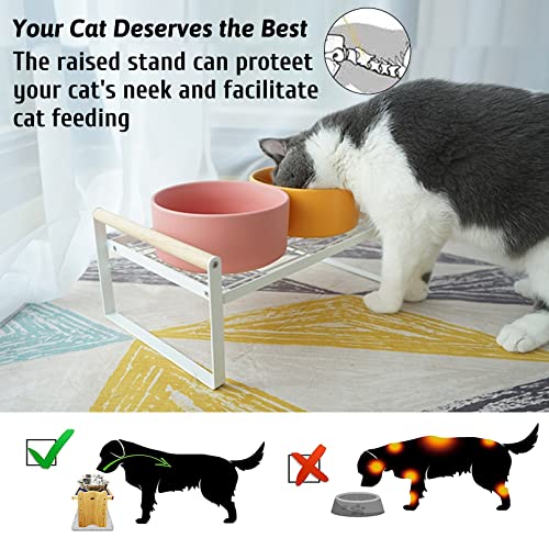 Kathson Pet Bowls Dining Table, Dog Bowl Stand Elevated Pet Food Feeder Holder Rack Raised Dog Bowl Holder For Existing Bowls Metal Frame Pet Feeder Stand With Non-Slip Pad (White)