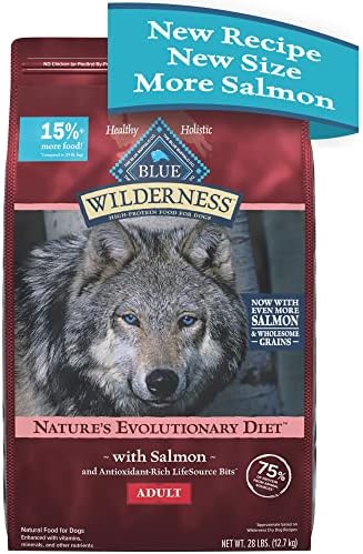  Blue Buffalo Wilderness High Protein Natural Adult Dry Dog Food Plus Wholesome Grains, Salmon 24 Lb Bag