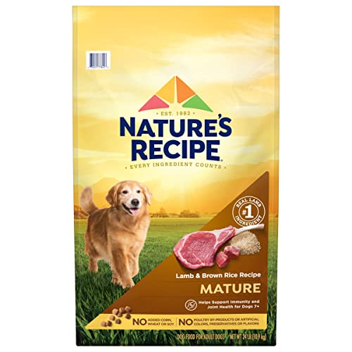  Nature′s Recipe Dry Dog Food, Mature Lamb & Brown Rice Recipe, 24 Lb. Bag