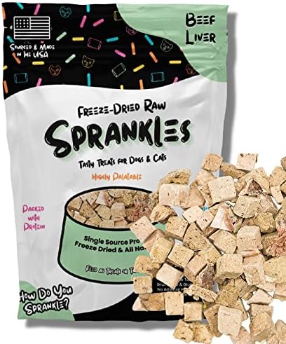  SPRANKLES Freeze Dried Chicken Liver Treats For Cats & Dogs - Single Ingredient All Natural Grain-Free, High Protein, Made In USA - Perfect For Training, Topper Or Snack (Chicken Liver, 6 Ounce)