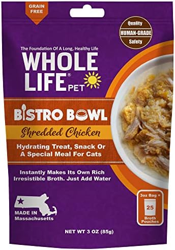  Whole Life Pet Bistro Bowl For Cats - Human Grade Instant Hydrating Treat, Snack Or Special Meal. Creates Its Own Rich Broth - Just Add Water