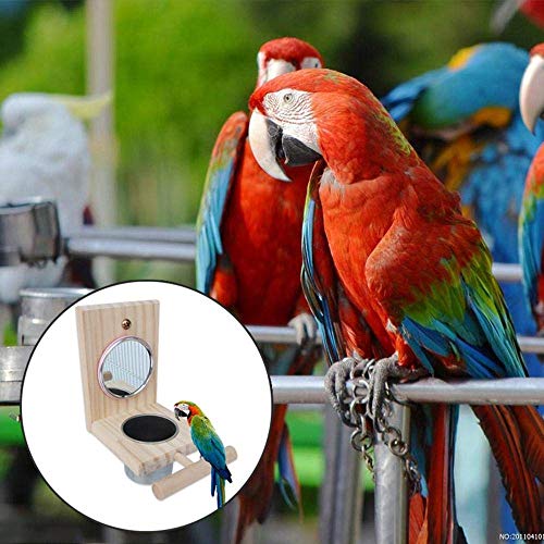  Pet Wooden Wild Bird Feeders For Outdoor Proof Nuts Feed Multipurpose Bird Feeding Station With Mirror Toy For Parrots Bird Parakeets Cockatiels Bowl