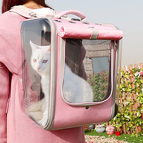  JOZZY Pet Travel Bag Pet Cat Backpack Breathable Cat Travel Outdoor Shoulder Bag For Small Dogs Cats Portable Packaging Carrying Pet Supplies (Color : Pink)
