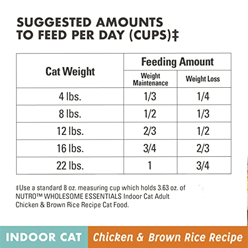  NUTRO WHOLESOME ESSENTIALS Natural Dry Cat Food, Indoor Cat Adult Chicken & Brown Rice Recipe Cat Kibble, 5 Lb. Bag
