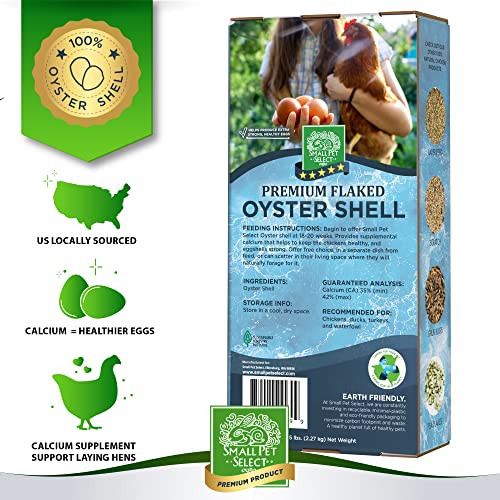  Small Pet Select - 100% Flaked Oyster Shell, Calcium Supplement For Chickens, And Ducks, 5lb