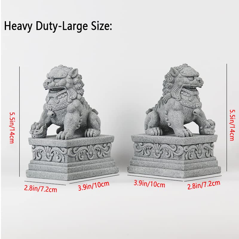  Livelyfish Large Asian Fu Foo Dogs Statues A Pair Of Two Guardian Lion Sandstone Figurine Pets Fish Tank Aquarium Landscape Ornaments Accessories Feng Shui Decorations (D)