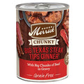  Merrick Chunky Grain Free Wet Dog Food, Big Texas Steak Tips Dinner Canned Dog Food - (12) 12.7 Oz. Cans