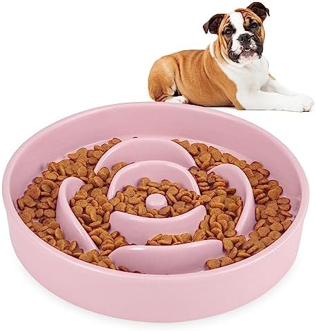  Sted Slow Feeder Dog Bowls Ceramic, 2.5 Cups Slow Feeder Dog Bowls Small Medium Breed, Dog Food Bowls, Heavy Premium Ceramic Dog Bowls, Help Dog Slow Down Eating, Diameter 8.6 In & Tall 1.6 In, Black