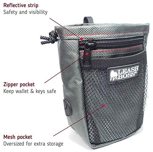  Leashboss Dog Treat Pouch For Training | Training Treat Pouches For Pet Training | Treat Bag For Dog Training | Portable Kibble Snack Container For Pets | Fanny Pack Waist Belt Transport On The Go