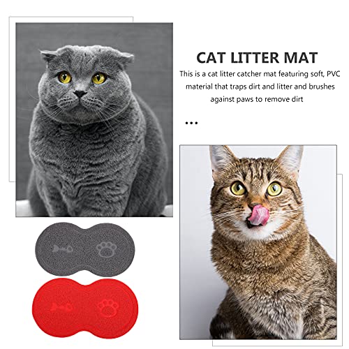  TEHAUX Cat Litter Box- 2 Pcs Cat Litter Trap Mat PVC Washable Cat Mat Pet Feeding Pad Placemat