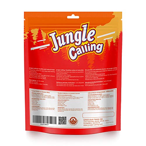  Jungle Calling Dog Treats, Skinless Chicken Wrapped Sweet Potato, Gluten And Grain Free, Chewy Dog Bites For Balanced Nutrition, 10.6 Oz