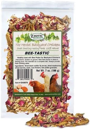  Exotic Nutrition Bee-Tastic - Healthy All-Natural Chicken Treat - Dried Insects, Flowers, Herbs Wheat Berries & Bee Pollen - Promotes Healthy Chickens & Eggs (1.5 Lbs)