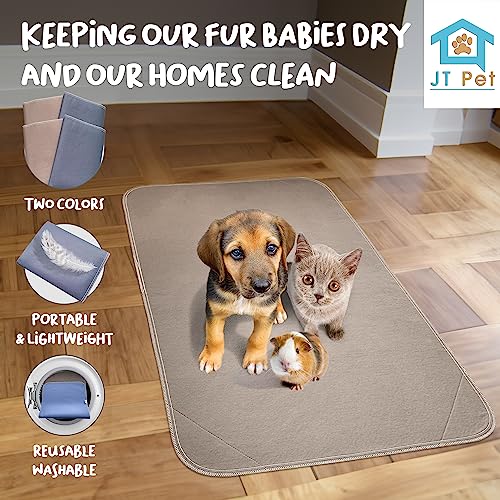  JT Pet Guinea Pig Cage Liner - Pack Of 4 Washable Pee Pads For Dogs, Smooth Fleece Guinea Pig Bedding For Cage & Crates, Reusable & Waterproof Puppy Pee Pads - 36x24 Inches, Brown Grey