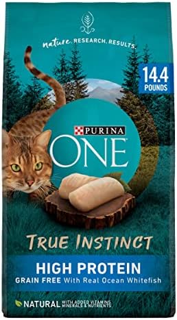  Purina ONE Natural, High Protein, Grain Free Dry Cat Food, True Instinct With Real Chicken - 14.4 Lb. Bag