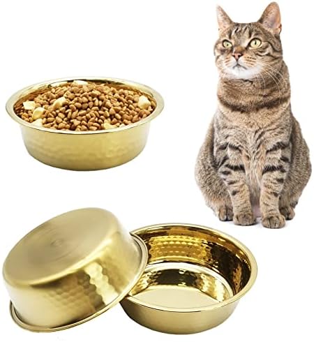  Kathson 3pcs Premium Stainless Steel Dog Bowls, Hammered Thickened Metal Dog Bowl Feeding Or Water Bowls For Small/Meidum/Large Sized Dogs&Cats Stackable Metal Cat Bowl Dishwasher Safe