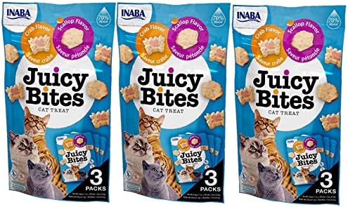  INABA Juicy Bites Grain-Free, Soft, Moist, Chewy Cat Treats With Vitamin E And Green Tea Extract, 0.4 Ounces Per Pouch, 15 Pouches (3 Per Pouch), 5 Flavor Variety Pack