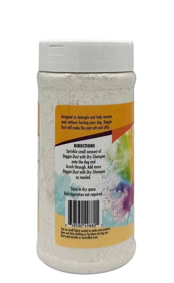  Doggie Dust Colored Grooming Powder With Dry Shampoo For Easy Brushing Of Dog Mats And Tangles, White 8oz