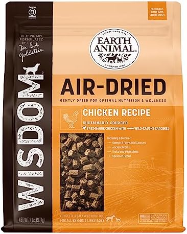  EARTH ANIMAL Wisdom Air Dried Dog Food | Turkey Recipe Premium Natural Dog Food | All Breeds & Ages | Made In The USA | 2 Pound Bag