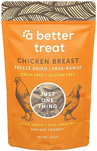  A Better Treat – Freeze Dried Chicken Breast Dog Treats 3 Oz, Free Range, Single Ingredient | Natural Healthy High Value | Gluten Free, Grain Free, High Protein, Diabetic Friendly | Made In The USA