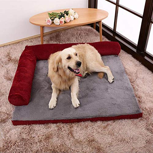  Big Incisors Dog Bowls Mat Large， Removable Soft Pet Dog Sleeper Sofa Bed Winter Warm Tower Rest House Lounger Pets Mat Nest Large XL Dogs Mattress S/M/L/XL-grey-90x70x15cm