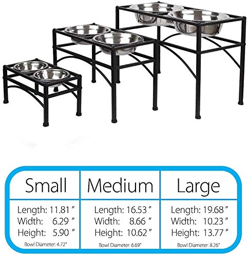  Funkeen Elevated Dog Bowls Raised Pet Feeder Cat Food & Water Diner Stand Set (2 Quarts | For Large Dogs)