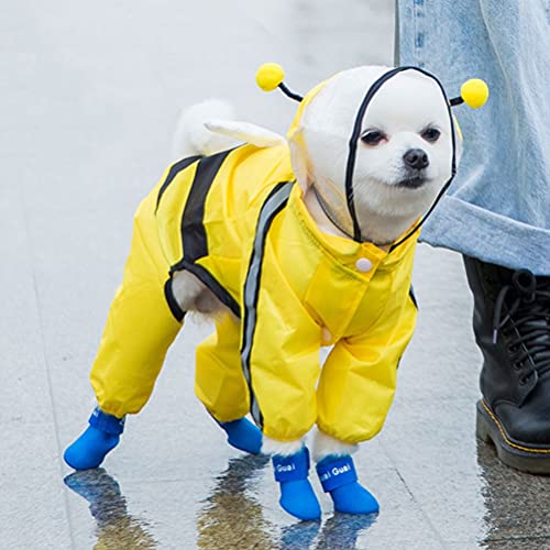  1 Pc Pet Bee Shaped Rain Slicker Hooded Raincoat Stylish Pet Raincoat For Dog Dog Sweater