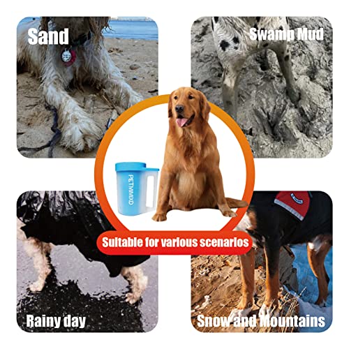  PETMIMIXD Dog Paw Cleaner For Dogs,Dog Paw Washer With Handle,Mudbuster Portable Pet Paw Cleaner, Medium, Blue