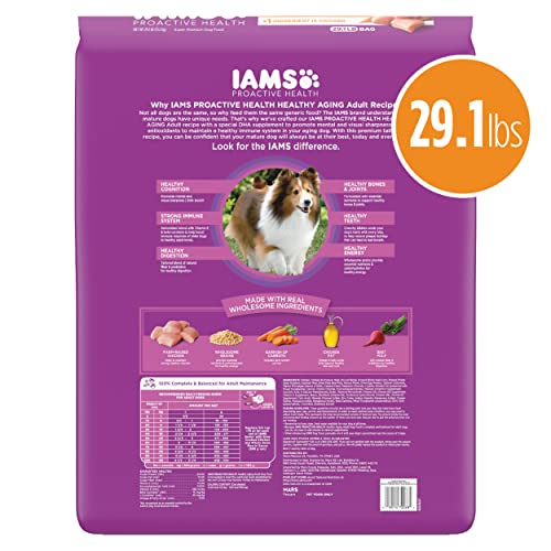  IAMS Healthy Aging Adult Dry Dog Food For Mature And Senior Dogs With Real Chicken, 29.1 Lb. Bag