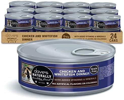  Dave's Pet Food Grain Free Wet Cat Food (Chicken), Made In USA Naturally Healthy Canned Cat Food, Added Vitamins & Minerals, Wheat & Gluten-Free, 12.5 Oz (Case Of 12)