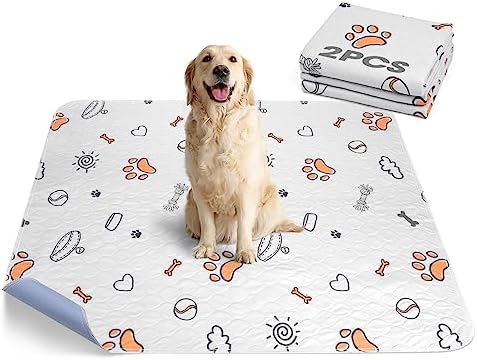  Washable Pee Pads For Dogs, 2 Pack Large 36"x41" Super Absorbent Reusable Dog Training Pads, 100% Waterproof Non-Slip Pee Pads Whelping Pads Dog Playpen Indoor Dog Cage Pads Dog Mat Pet Supplies