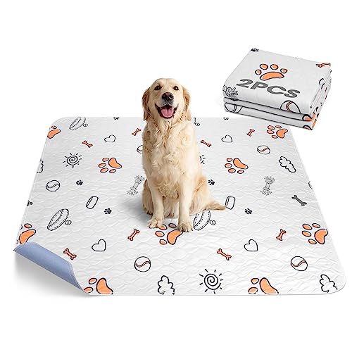  Washable Pee Pads For Dogs, 2 Pack Large 36"x41" Super Absorbent Reusable Dog Training Pads, 100% Waterproof Non-Slip Pee Pads Whelping Pads Dog Playpen Indoor Dog Cage Pads Dog Mat Pet Supplies