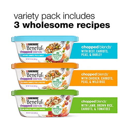  Purina Beneful High Protein, Gravy Wet Dog Food Variety Pack, Chopped Blends - (12) 10 Oz. Tubs