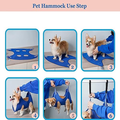  Alkyne Cuddles And Meow - Good Cat Hammock, Cuddlesmeow Cat&Dog Grooming Hammock, Pet Grooming Hammock Harness With Nail Clippers And Trimmer (Blue, S)