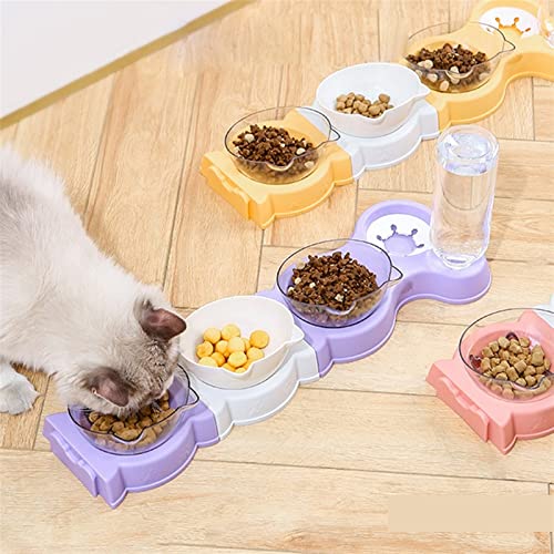  AYENCI Cat Automatic Water, Dog Bowl Cat Feeder Bowl For Dogs Automatic Water Bottle Drinking Bowl Pet Food Bowl Cat Food Double Three Four Bowl Puppy Feeder (Size : Four Bowls Yellow)