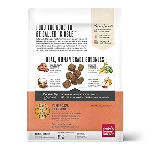  The Honest Kitchen Whole Food Clusters Grain Free Beef Dry Dog Food, 5 Lb Bag