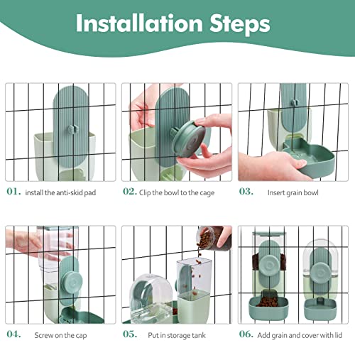  Hanging Automatic Food Water Dispenser,Ufanittel 35oz Auto Gravity Rabbit Feeder And Waterer Set,Cage Pet Hanging Self Dispenser Feeder For Rabbit Chinchilla Hedgehog Guinea Pig Ferret Kitty Puppy