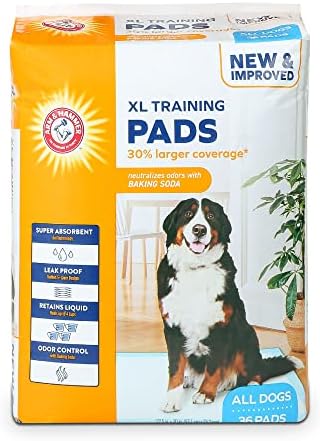  Arm & Hammer For Dogs Training Pads For Stay-at-Home Dogs | New & Improved Super Absorbent, Leak-Proof, Odor Control Quilted Dog Training Pads With Baking Soda | 75 Count Wee Wee Pads,White
