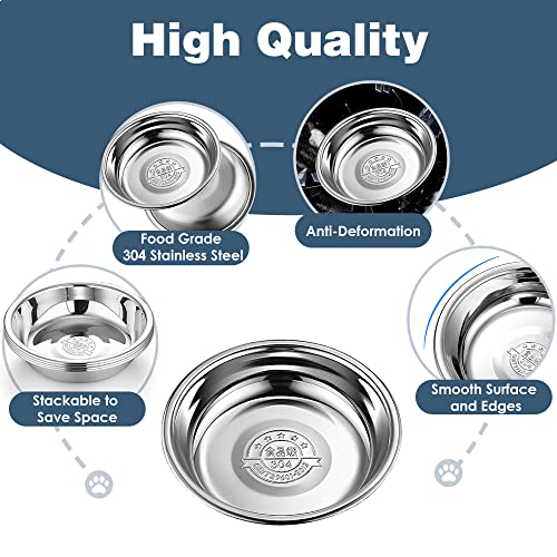  Arespark 12 Pcs 5.5 Inch Stainless Steel Cat Bowls, Replacement Basic Small Dog Bowl, Whisker Fatigue Relief Shallow Food Metal Dish, Feeding Plate For Elevated Stands, Dishwasher Safe, Cuenco Gato